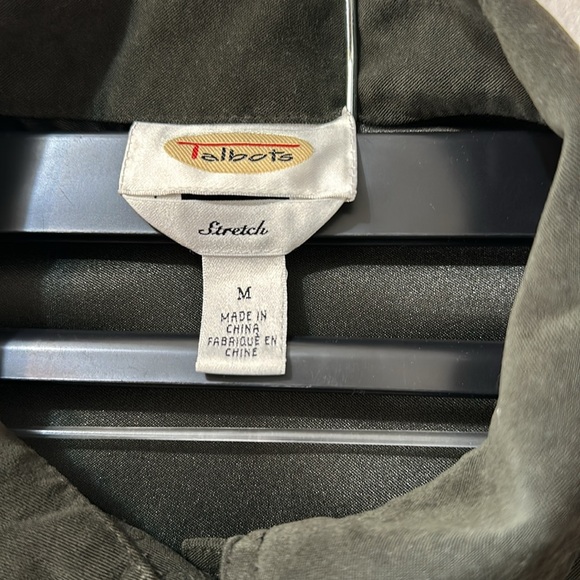 Vintage Talbots Stretch Green Button Down Shirt Size Medium - Picture 3 of 6